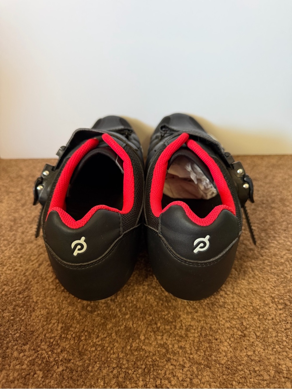 NWOT Peloton Cycling Shoes EU 46 Men's 12 Black Red Delta Cleats - Picture 2 of 6